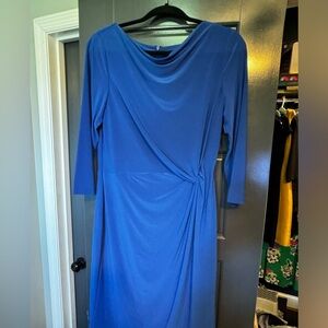 Ralph Lauren Blue Ruched Wrap Sheath Dress